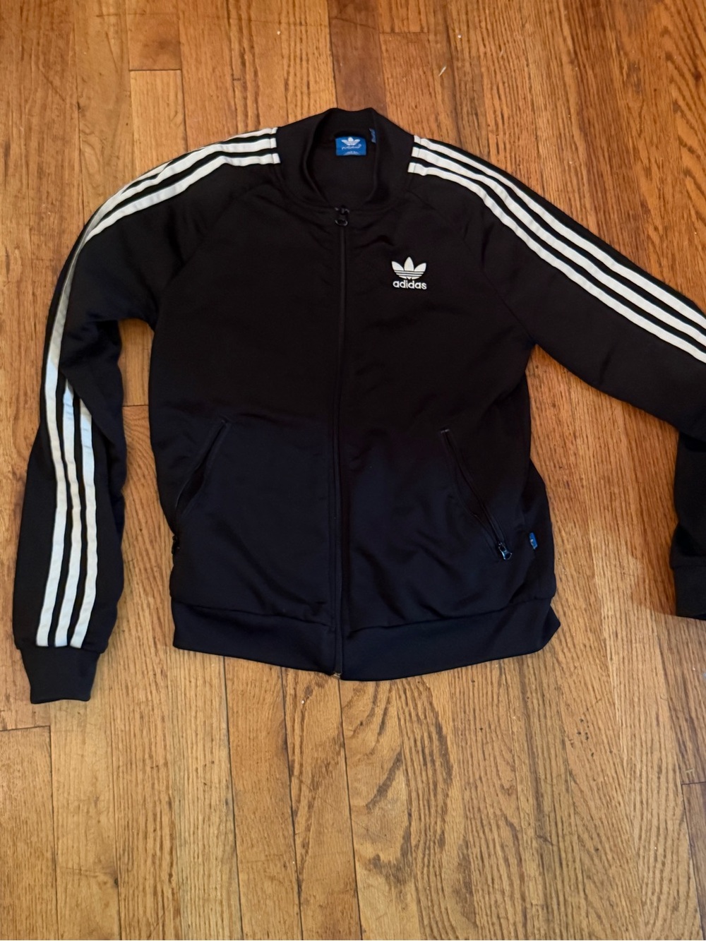 adidas Black Track Jacket with White 3-Stripes